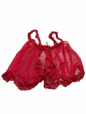90s Italian Designer Vintage Cottelli Collection Ruffle Mesh/Lace Tie Cami O/S